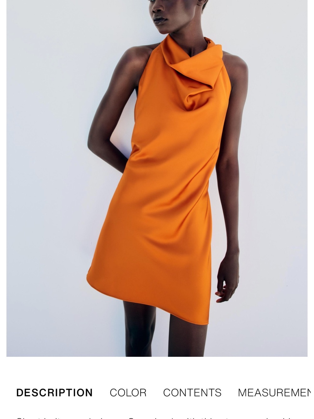 Zara Orange Halter Satin Mini Dress